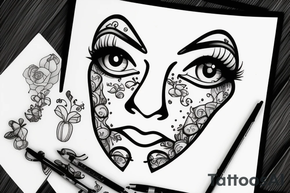 Happy sad face tattoo idea