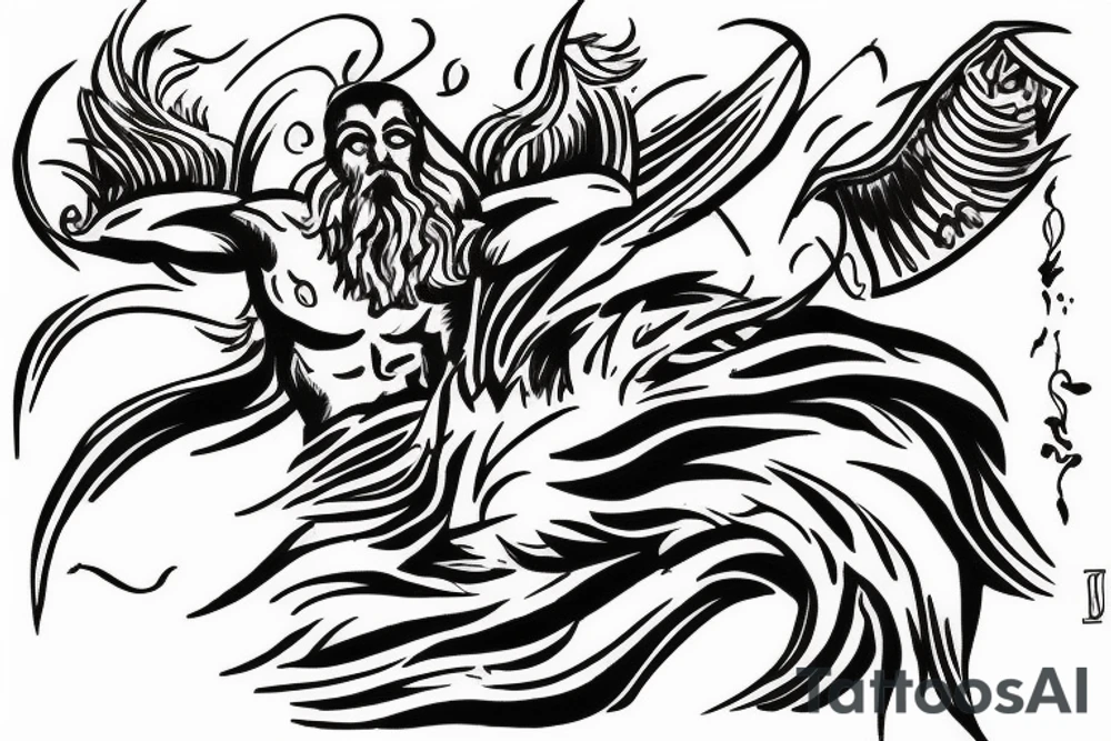 greek god killing enemy, lightning storm tattoo idea