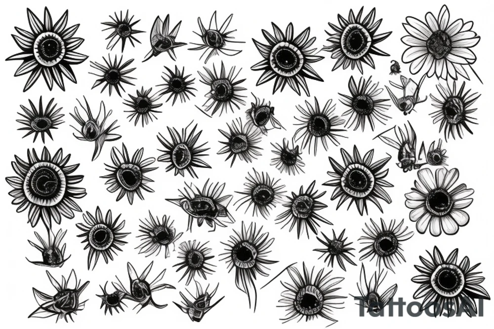 African contine daisys tattoo idea