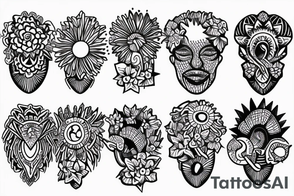 African contine daisys tattoo idea