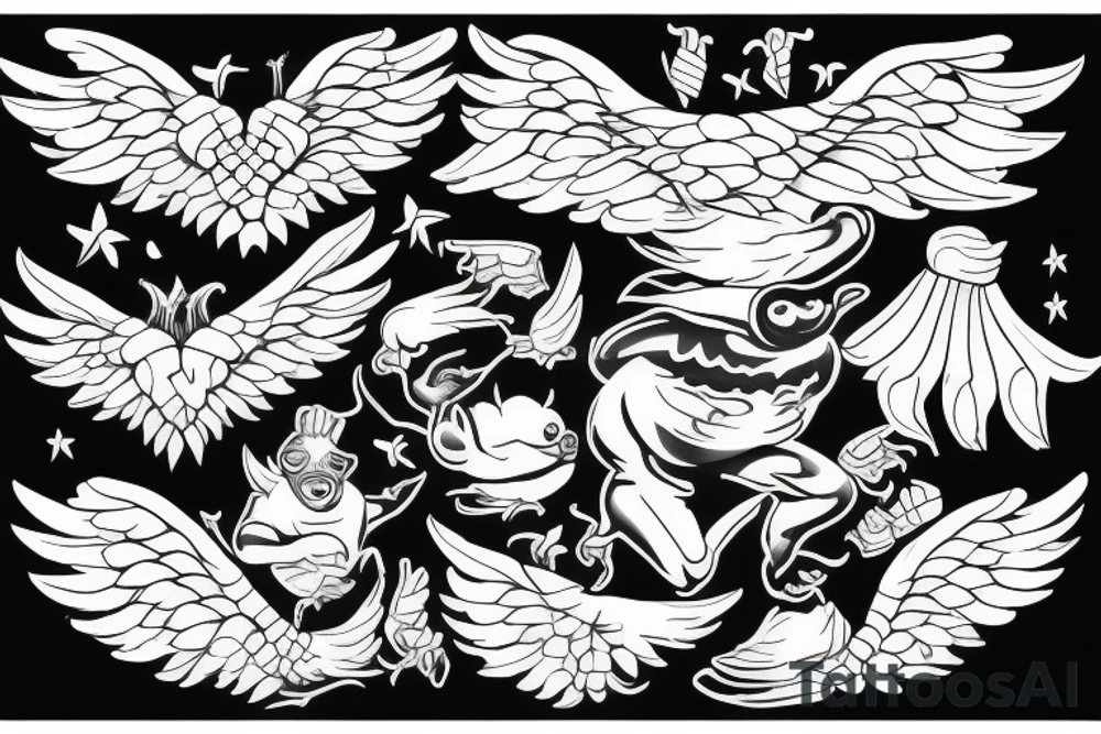 barrack obama with wings, fighting donald trump asian frog tattoo idea