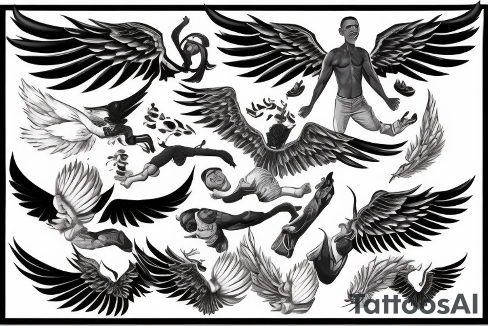 barrack obama with wings, fighting donald trump asian tattoo idea