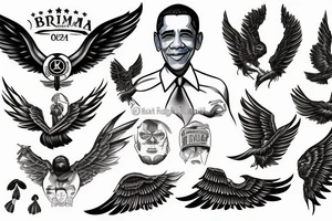 barrack obama with wings, fighting donald trump asian tattoo idea