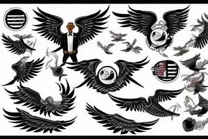 barrack obama with wings, fighting donald trump asian tattoo idea