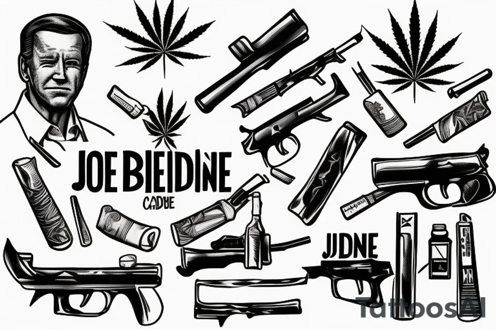Joe biden, codeïne, marijuana, guns tattoo idea