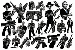barrack obama gangster with guns tattoo idea