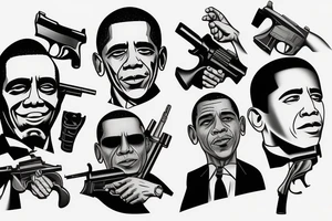 barrack obama gangster with guns tattoo idea