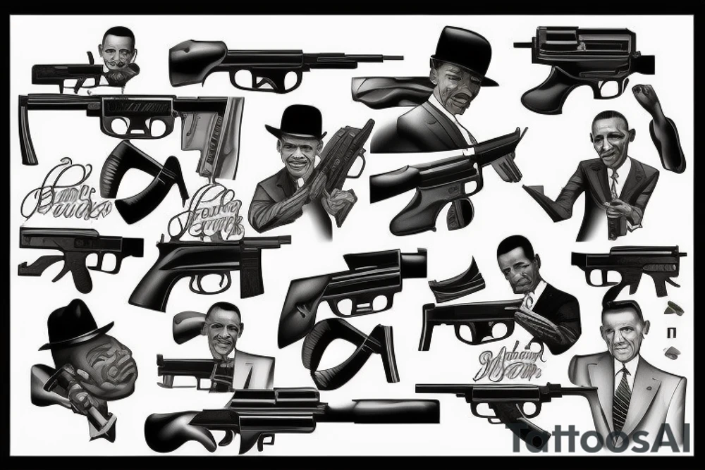 barrack obama with guns mobster tattoo idea