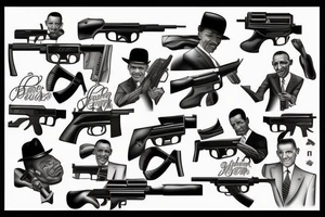 barrack obama with guns mobster tattoo idea