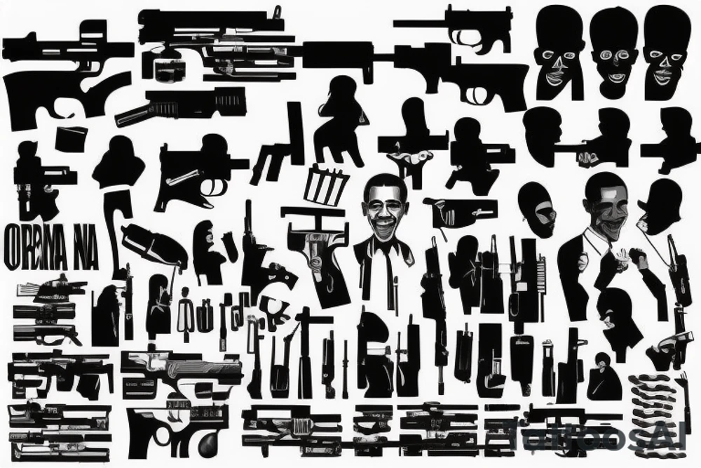 barrack obama with guns mobster tattoo idea