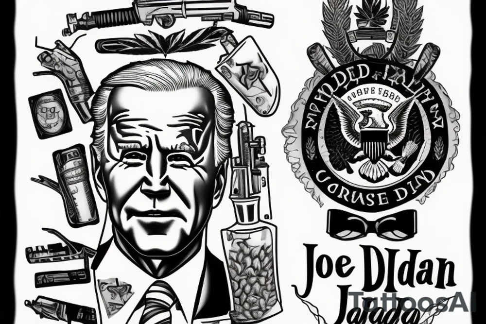 Joe biden, codeine, marijuana, guns tattoo idea