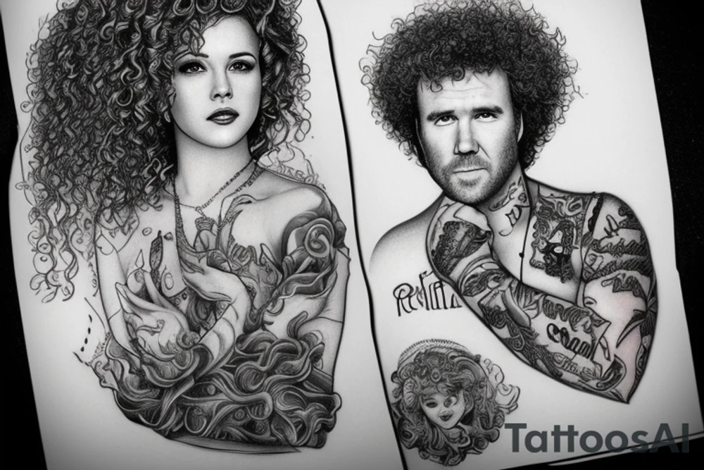 will ferrel, curly hair, sexy tattoo idea