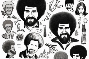 bob ross with fade haircut tattoo idea