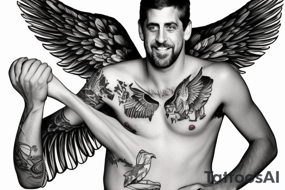 sexy aaron rodgers with wings tattoo idea