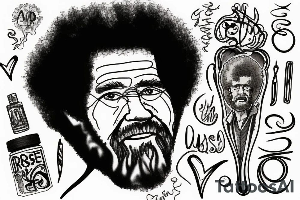 bob ross, fade tattoo idea