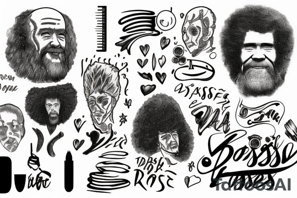 bob ross, fade tattoo idea