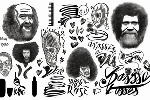 bob ross, fade tattoo idea