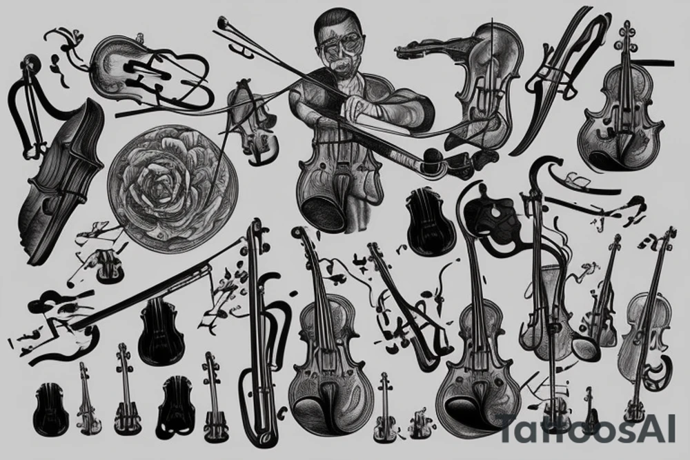Kim John un, violin tattoo idea