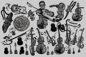 Kim John un, violin tattoo idea