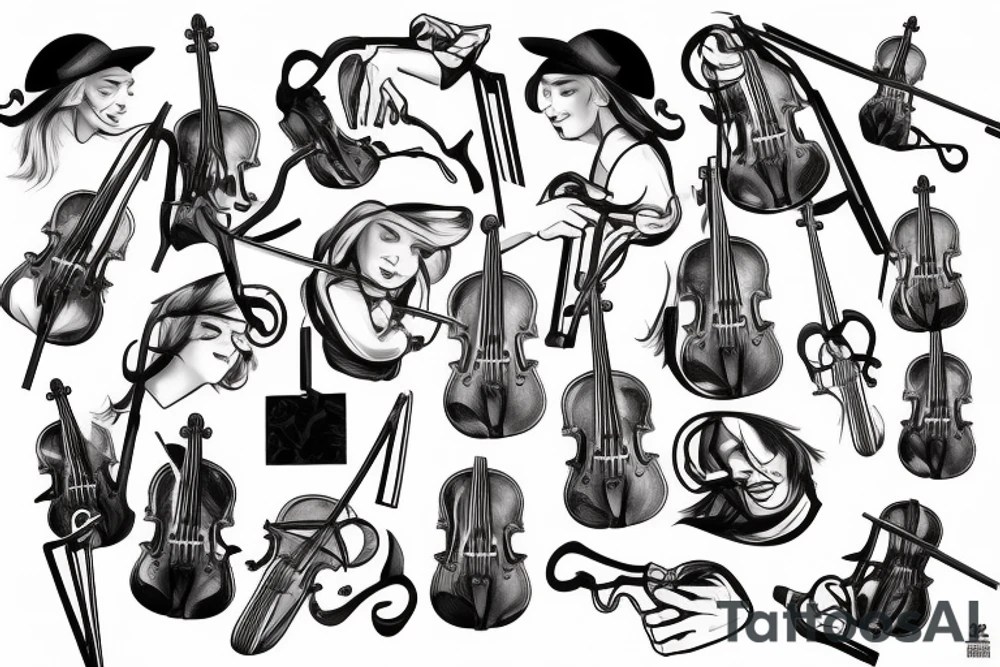 Kim John un, violin tattoo idea