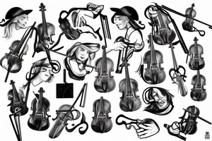 Kim John un, violin tattoo idea