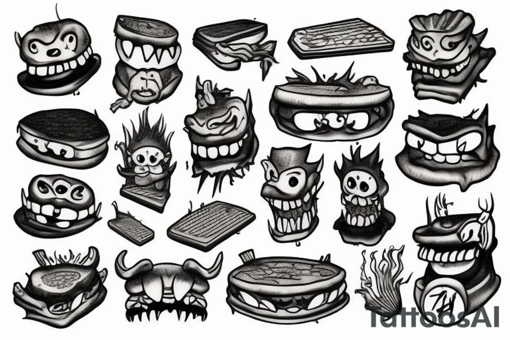 grilled cheese monster tattoo idea