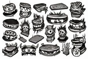 grilled cheese monster tattoo idea