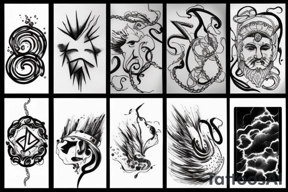 zeus, clouds, lightning tattoo idea