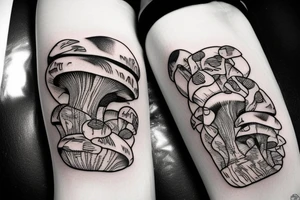 mushroom, snowboard tattoo idea