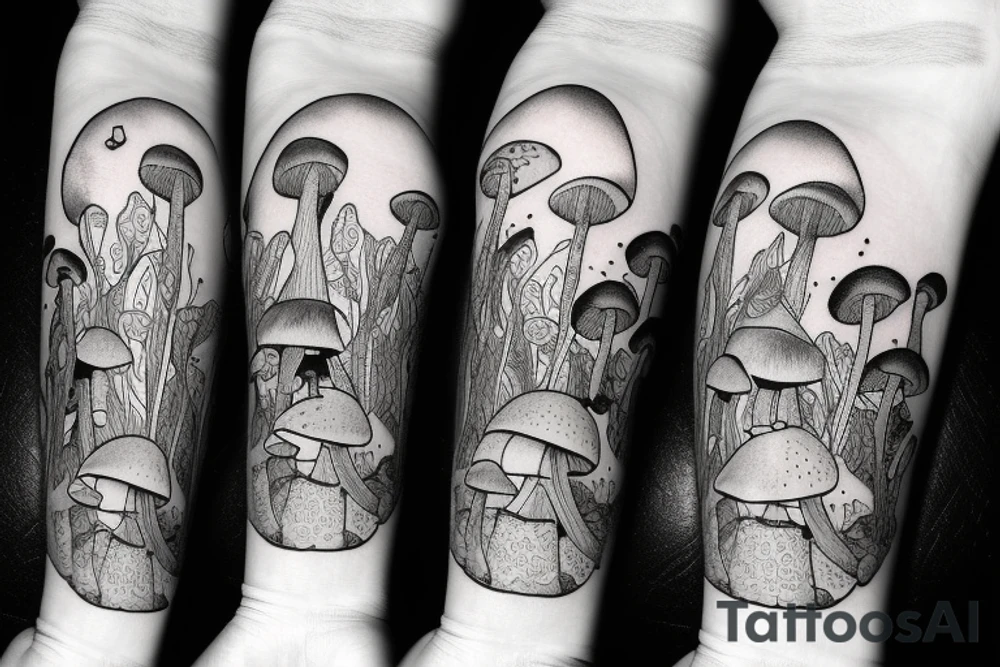 mushroom on a snowboard tattoo idea