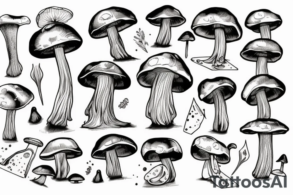 mushroom on a snowboard tattoo idea