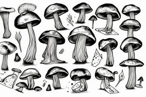 mushroom on a snowboard tattoo idea