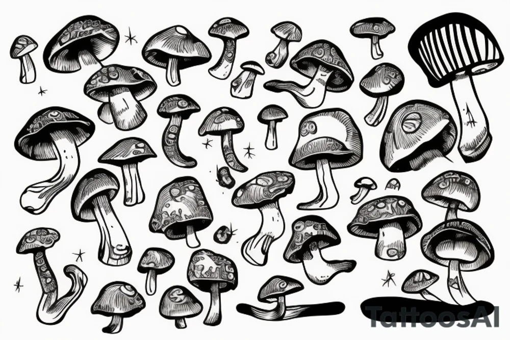 mushroom on a snowboard tattoo idea