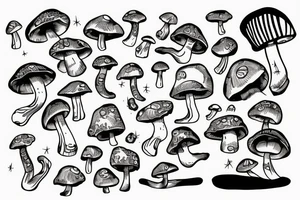 mushroom on a snowboard tattoo idea