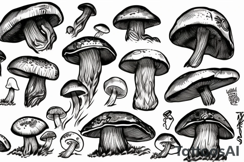 mushroom, snowboard tattoo idea