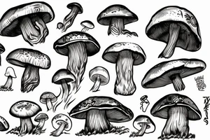 mushroom, snowboard tattoo idea