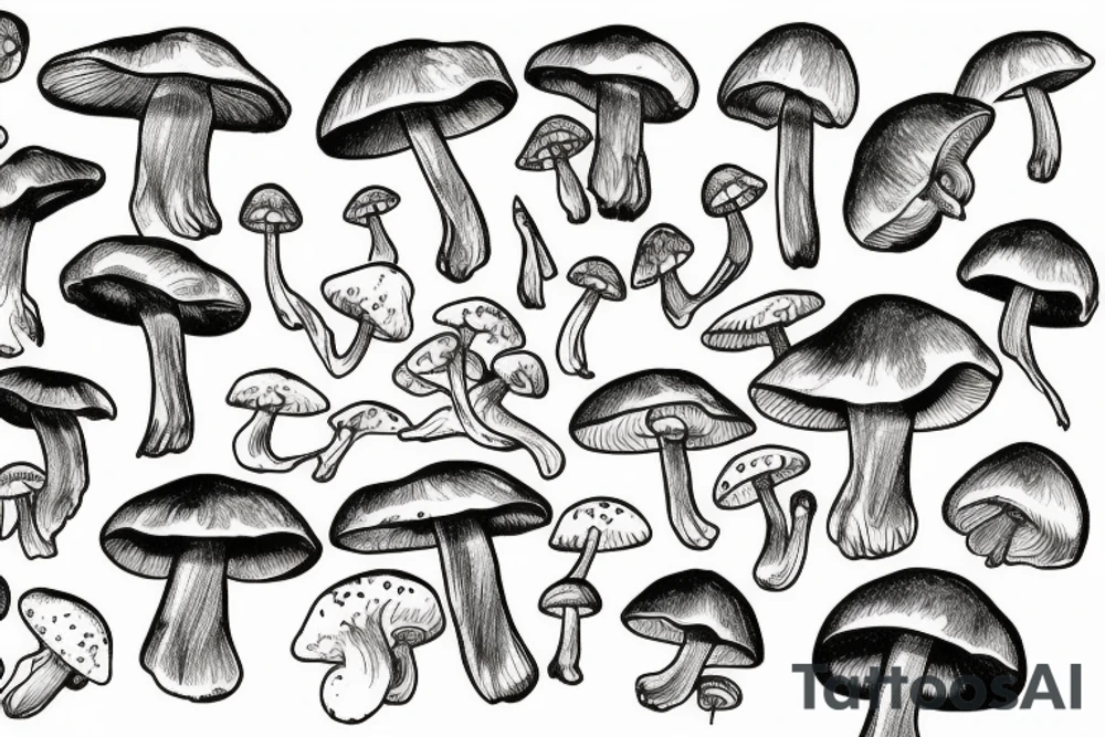 mushroom, snow, wings tattoo idea