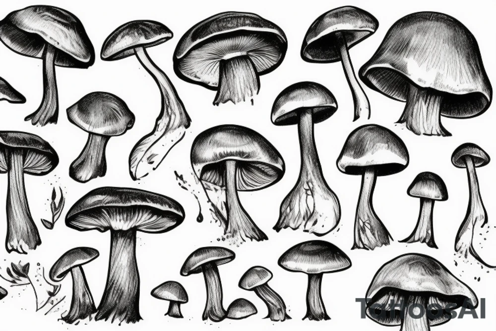 mushroom, snow, wings tattoo idea