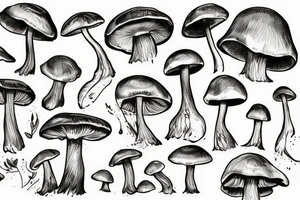 mushroom, snow, wings tattoo idea