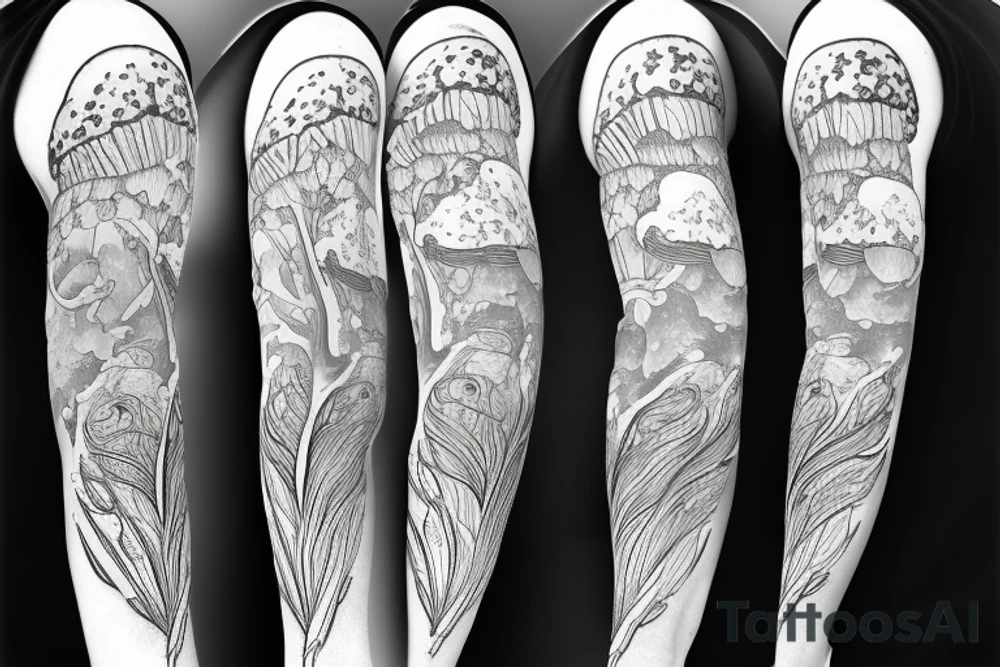 mushroom, snow, wings tattoo idea