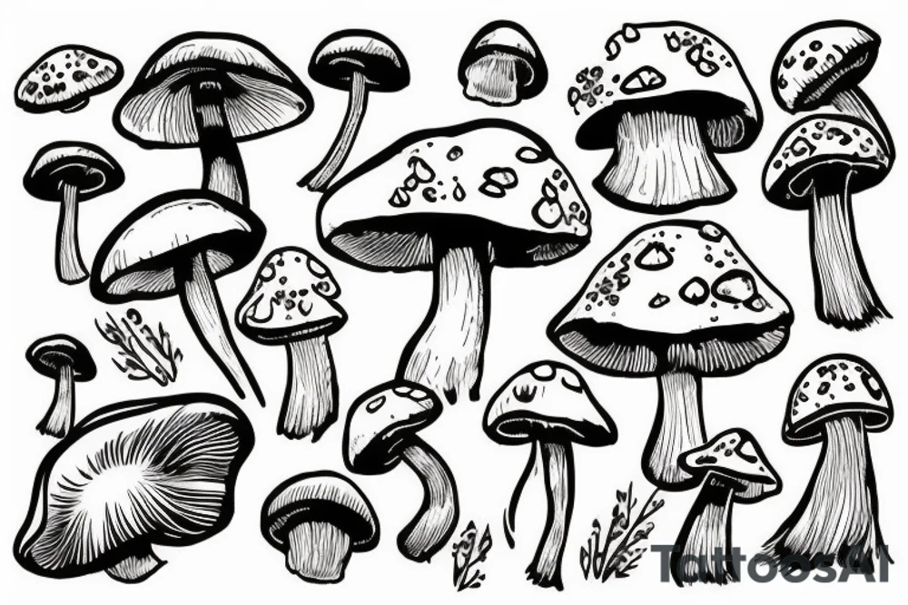 mushroom, snow, wings tattoo idea