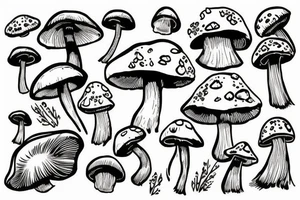 mushroom, snow, wings tattoo idea
