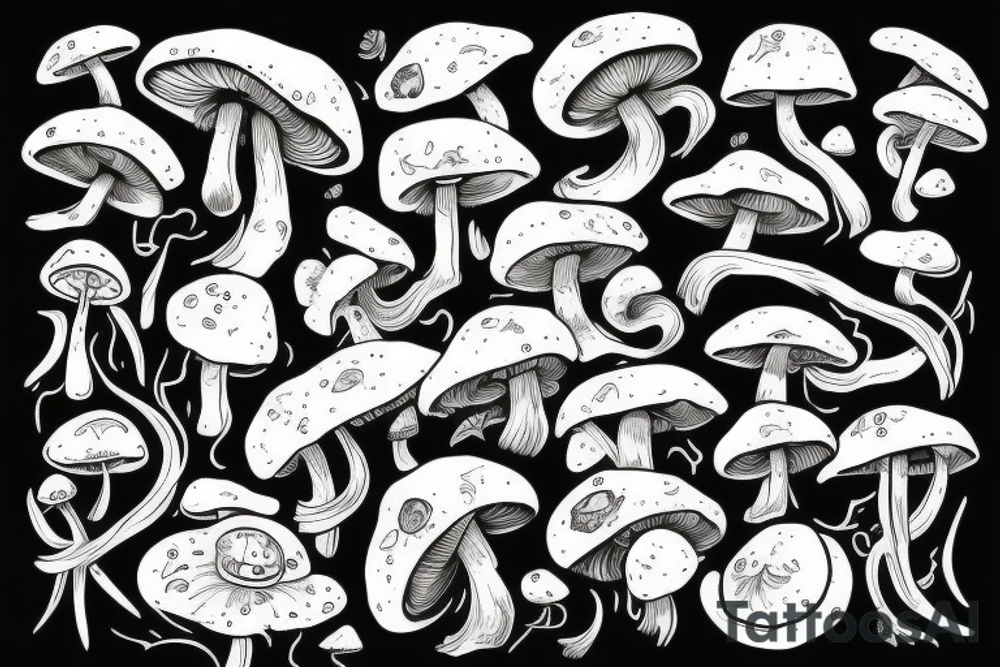 mushroom, snow, wings tattoo idea
