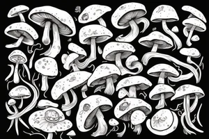 mushroom, snow, wings tattoo idea