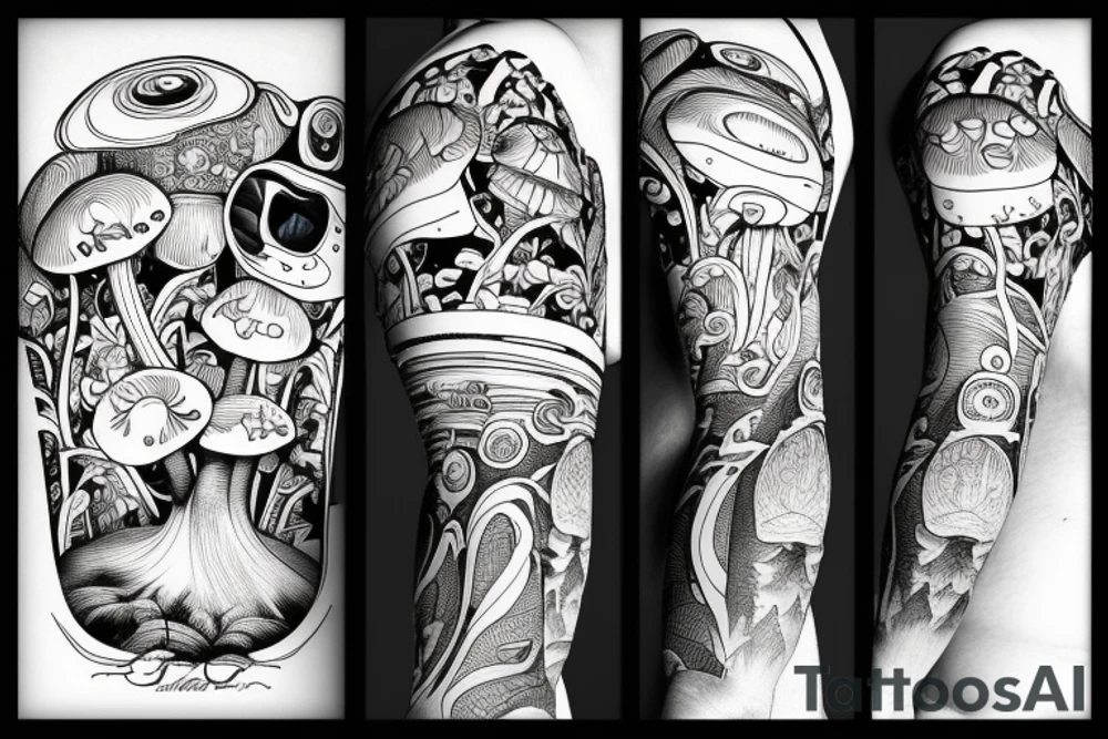 mushroom, snowboarding tattoo idea