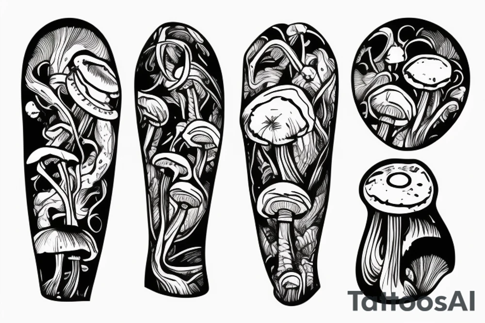mushroom, snowboarding tattoo idea