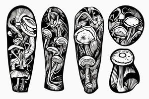 mushroom, snowboarding tattoo idea