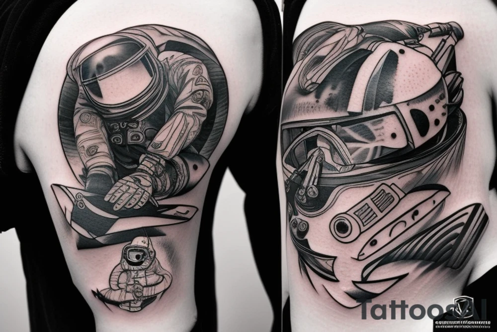 astronaut on snowboard tattoo idea