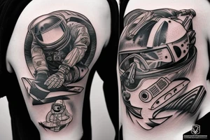 astronaut on snowboard tattoo idea