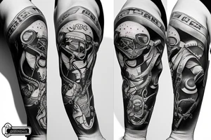 astronaut on snowboard tattoo idea